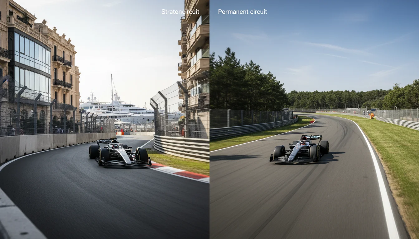 Verschillende F1 circuits - stratencircuit en permanente baan