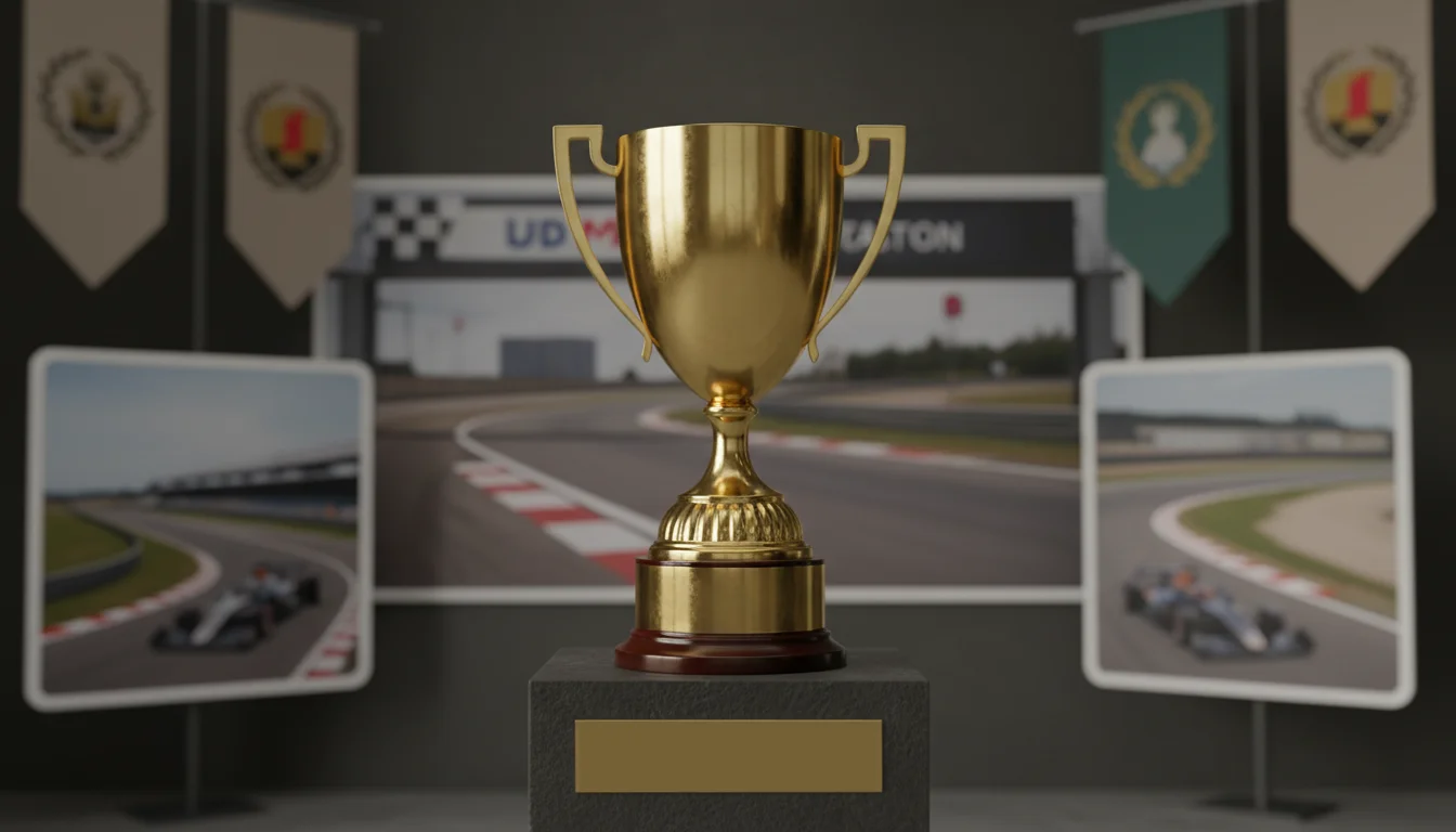 F1 seizoensoverzicht met trofee en kalender