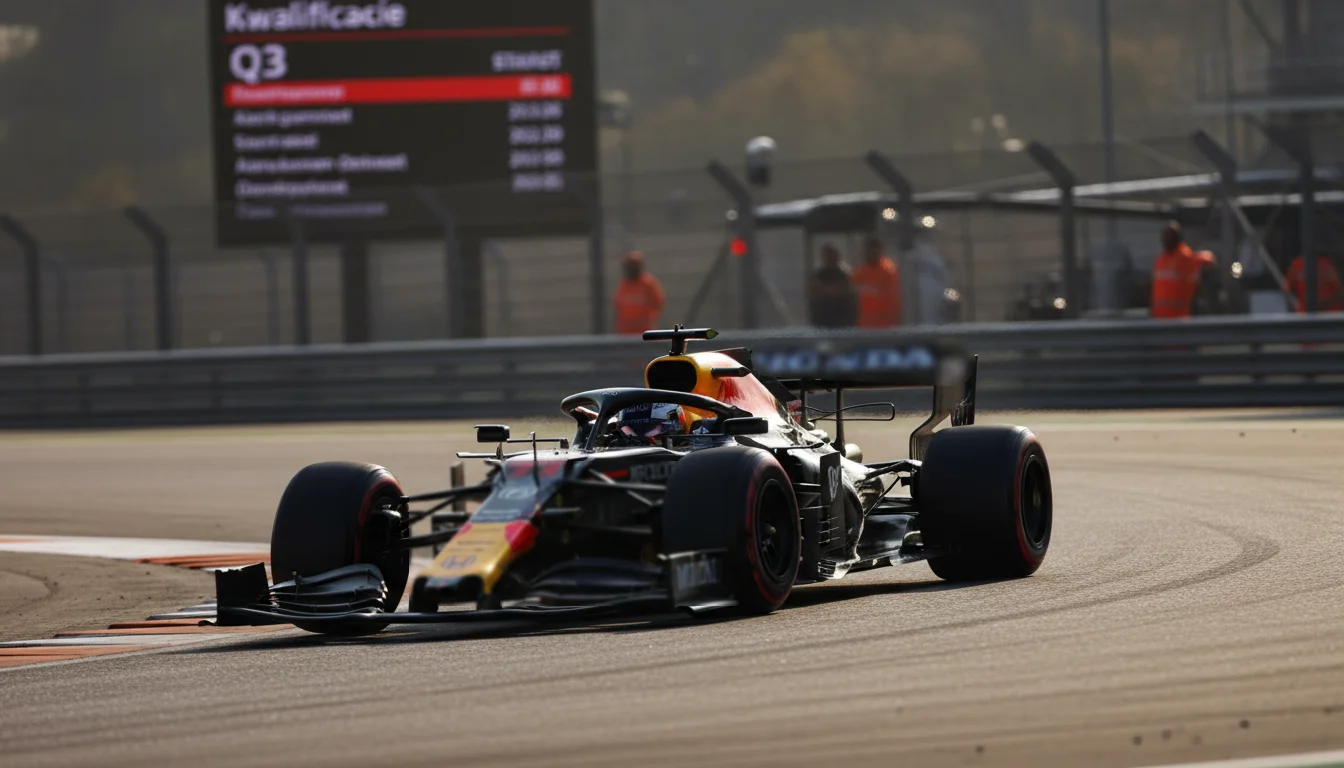 F1 auto tijdens een snelle kwalificatieronde