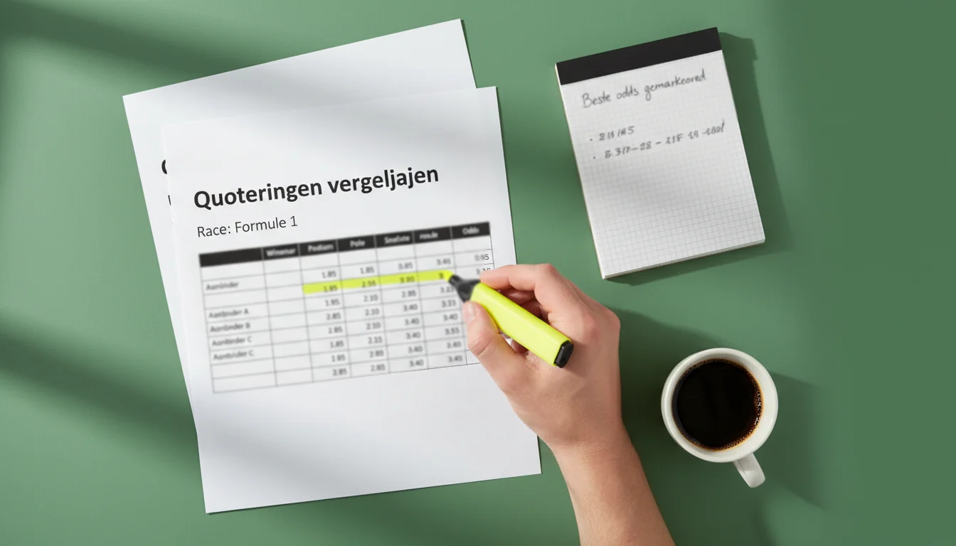 Vergelijking van odds bij verschillende bookmakers