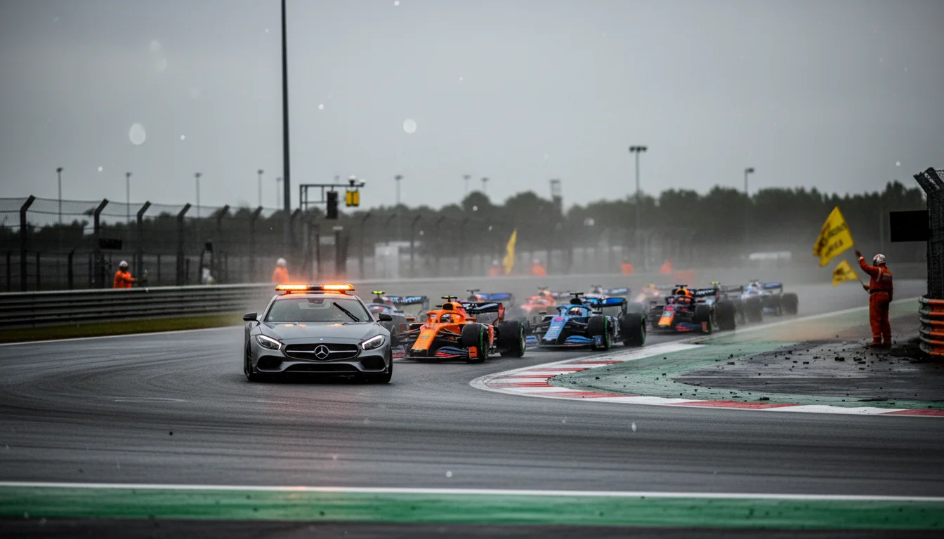 F1 race met safety car en diverse actie op de baan