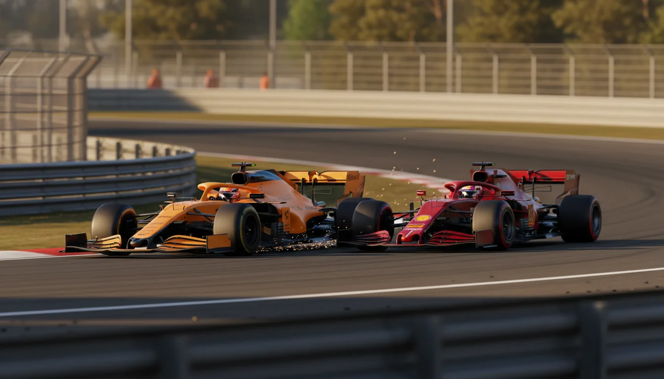 McLaren en Ferrari F1 auto's in actie