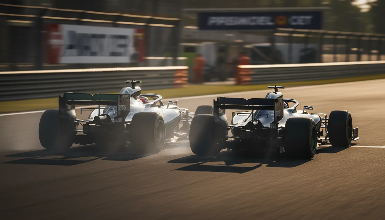 Mercedes en Red Bull F1 auto's in een titanenstrijd