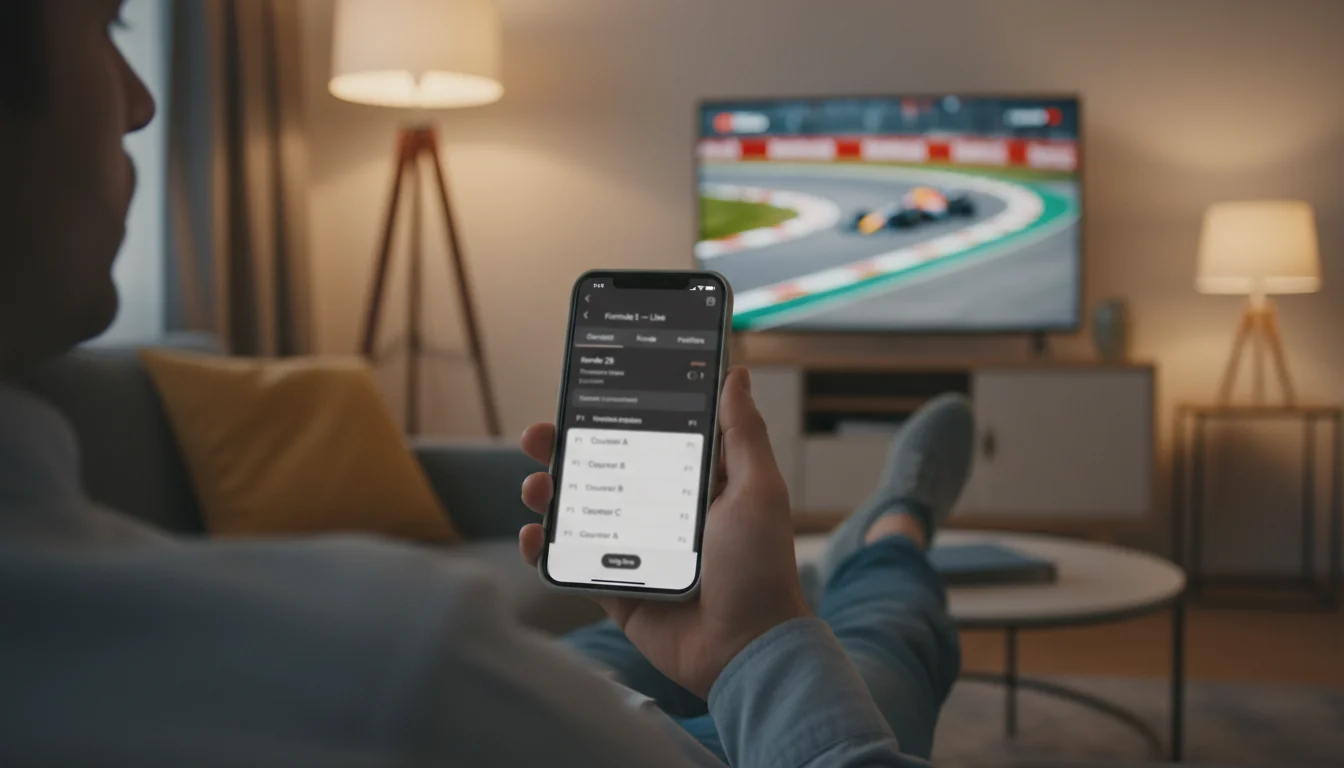 Smartphone met F1 wedden app en live race statistieken
